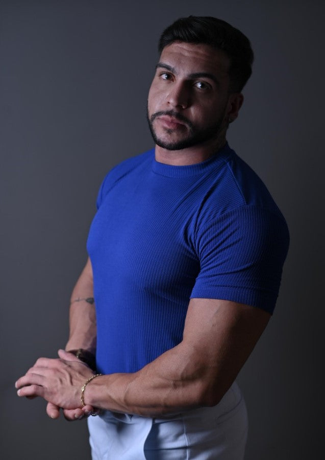 Camisa T-shirt Canelada Azul Royal