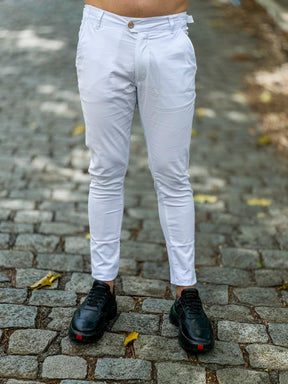 Calça Alfaiataria Ajuste Lateral Branco