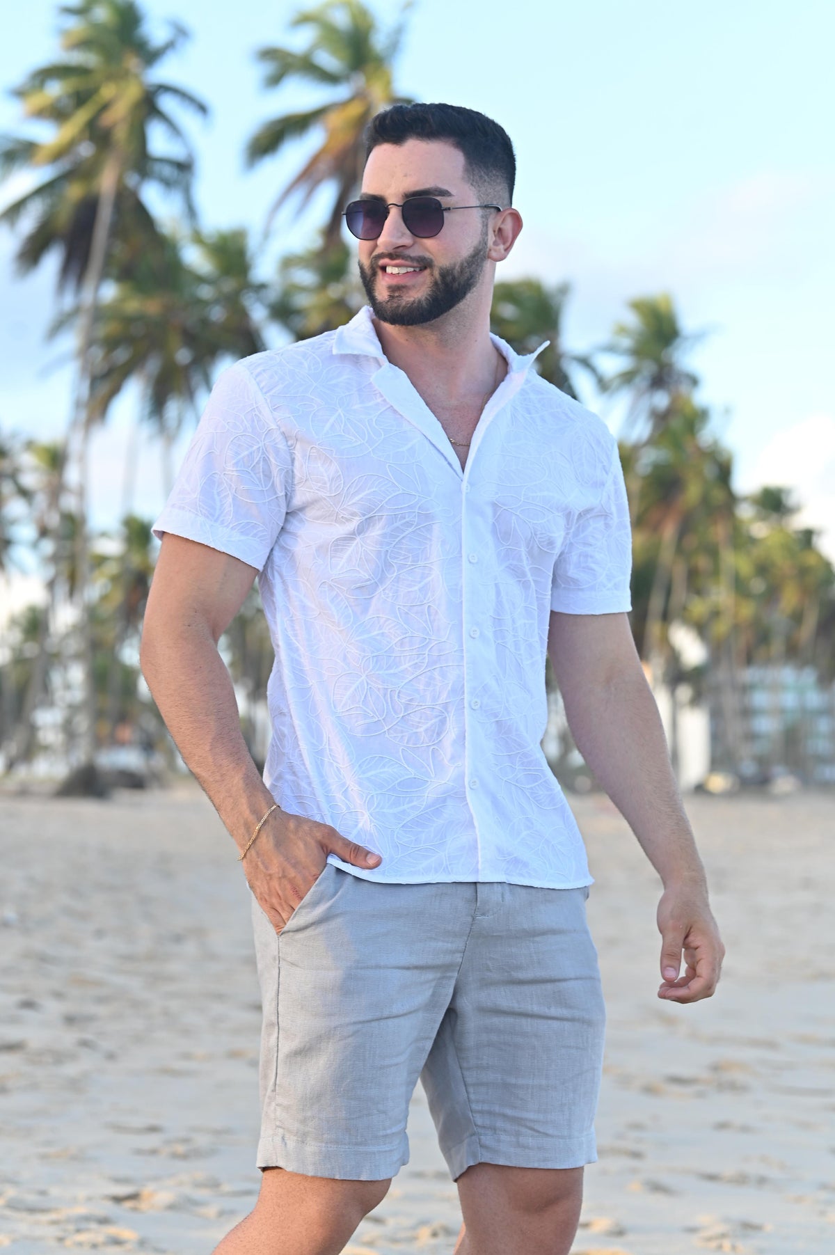 Camisa Cubana Cayos Blanco