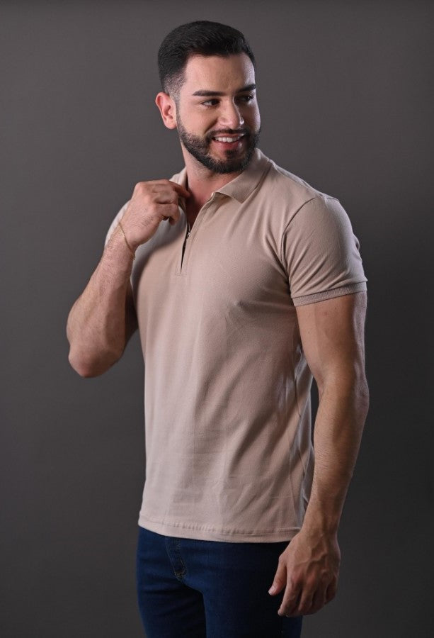 Camisa Polo Piquet Nude Claro